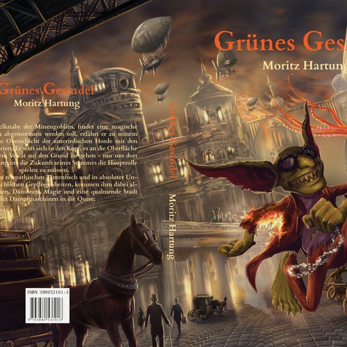 Book cover: Fantasy novel (humour, magic, steampunk) set in victorian Berlin Design by metatron studio