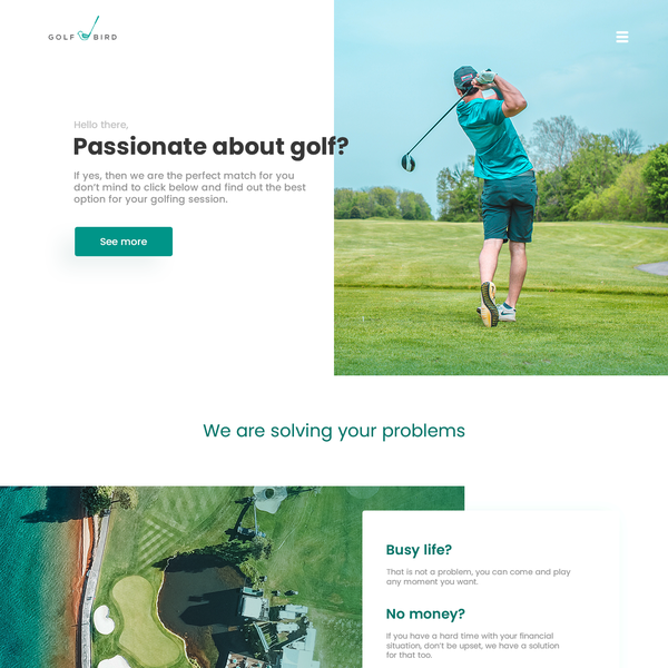 Homepage concept for golf website