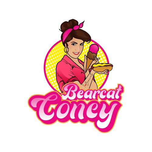 G-Rated Cartoon PinUp Girl girl logo for Retro Coney Hotdog restaurant Design by MALATHY