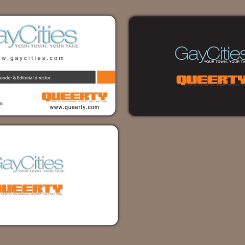 Create new business card design for GayCities, Inc., which runs Queerty.com and GayCities.com,  Design by Zewal