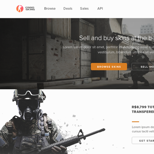 "Crie um site de compra e venda de skins de Counter Strike." winning Other design