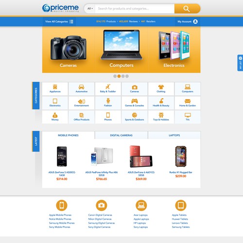 New homepage for popular Price Comparison site Design by Gerardo Betancourt