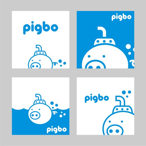 Design funny & minimal logo for 'pigbo' game studio with pig and sub-marine Réalisé par Warnaihari