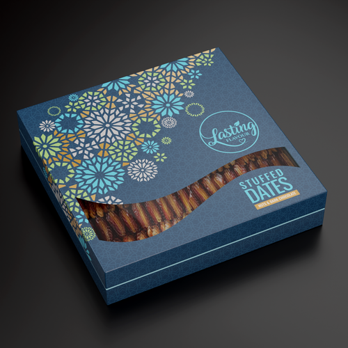 We need a powerful package design for our new assorted stuffed dates product Design by Moluccas.Project