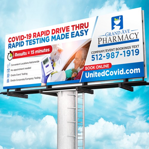 Billboard - Pharmacy offering nationwide drive up COVID-19 Rapid Testing Sites Design by SoftSkills