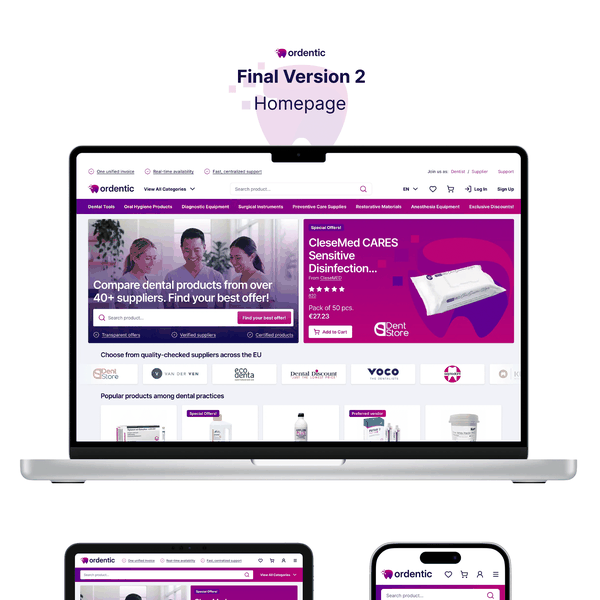 Design by Tim㋡ titled "Website for ordentic"