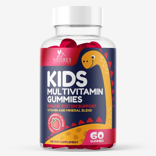 Tasty Kids Multivitamin Gummies Product Label for Nature's Nutrition Design by gs-designs