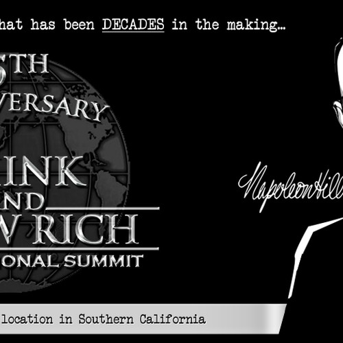 Banner Ad---use creative ILLUSTRATION SKILLS for HISTORIC 75th Anniversary of "Think & Grow Rich" book by Napoleon Hill Réalisé par Kaloi1990