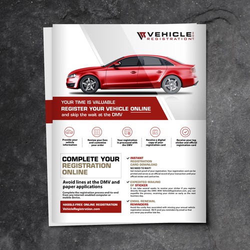 One-Page Flyer for VehicleRegistration.com Design by Y&B