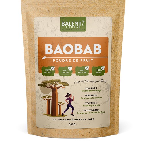 Looking for a calm and powerful packaging for our baobab powder. Design by ✝DeSiGnEr✝JOHN