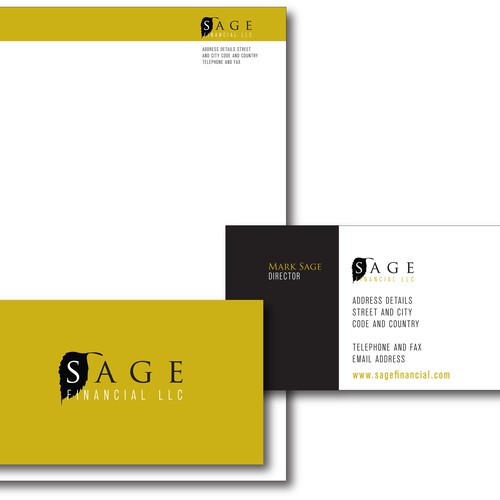 Create the next logo and business card for Sage Financial LLC Diseño de Dezignstore