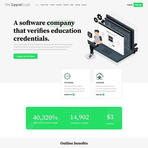 Design a Modern 1 page website for a software Startup! Design by Webenix Solutions