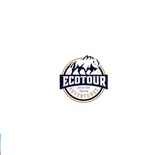 Creative Eco Tour logo integrating mountain  & bison Design by Alexandru.S