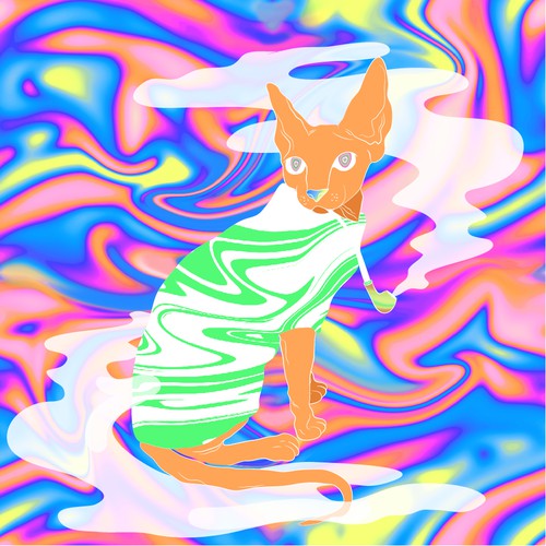 Psychedelic Cats Auto Generated Trading Cards to raise money for Cat Rescue Design por Ivy Illustrates