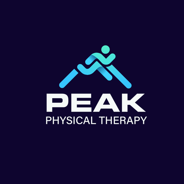 Modern “Peak Physical Therapy” Logo with Dynamic Mountain and Human Figure