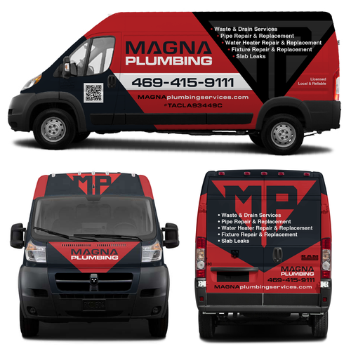 Informative, Clean Van Wrap for Plumbing Business Design by theANUNGs