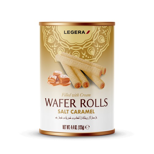 LEGERA Wafer Rolls Pack 125 gm - Salted Caramel Design by Gustavo RV