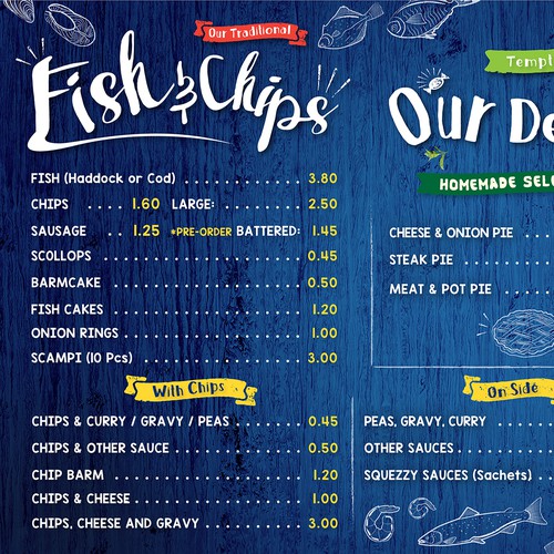 Menu board - Hooked Fish and Chips, Windsor, Alpha