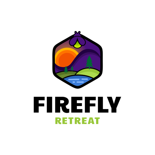 hidra ✅さんのFirefly Retreat. Fun logo inspiring families to explore the outdoors!デザイン