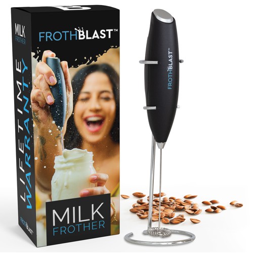 "Design a BOX design for MILK FROTHER  product" Réalisé par interaksi