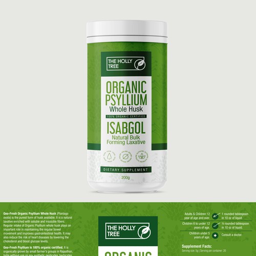 Organic Psyllium Whole Husk Label Design by Totoya