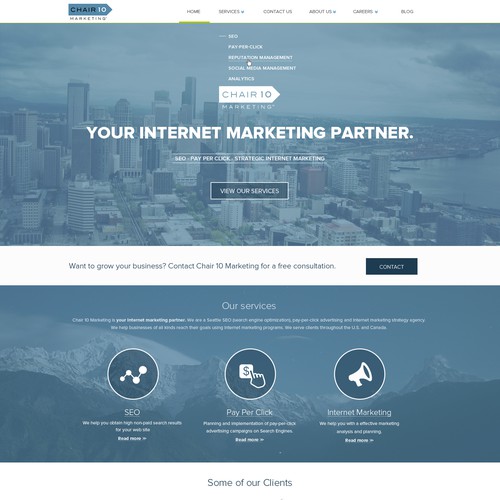 Create a memorable and modern website for Chair 10 Marketing  page