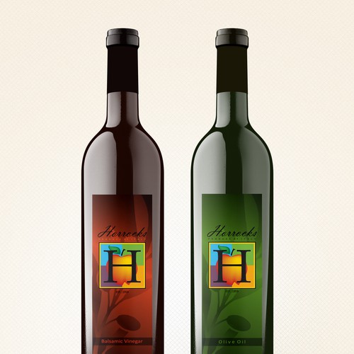 Olive Oil & Balsamic Vinegar label for Horrocks Farm Market Design by Amie Hatheny