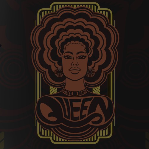 African Diaspora "QUEEN" Dialect T-Shirt Design Design by yuyunArts