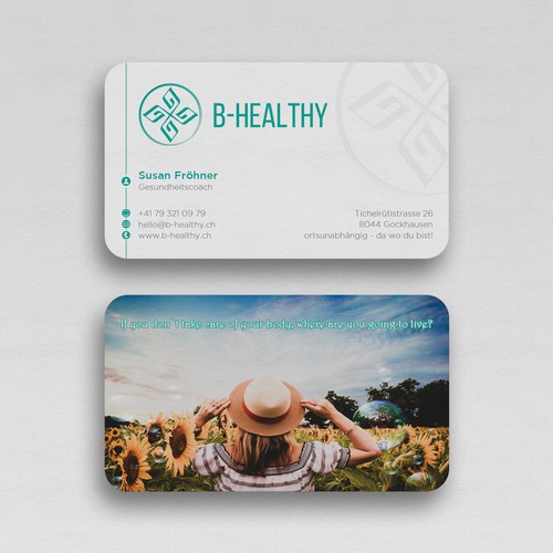 Create a businesscard for a healthy lifestyle that inspire people to go the same way Design by Upwork