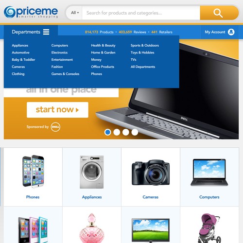 New homepage for popular Price Comparison site Design by Gerardo Betancourt