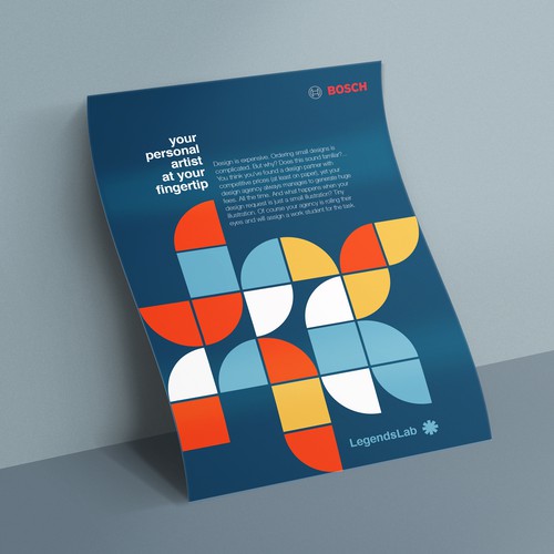 Flyer design for BOSCH; progressive service offering Design by Olivier Darbonville