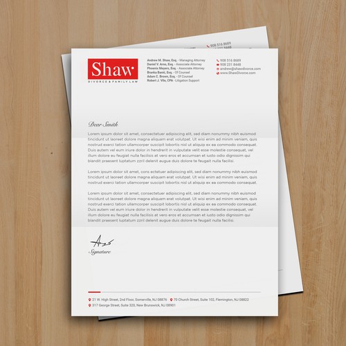 Letterhead for Divorce & Family Law Firm; Modern, Minimalist, Conservative Design Design by muaz™