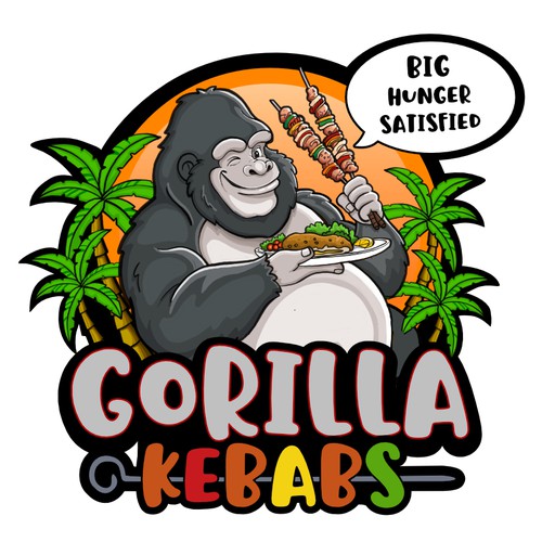 Design a hipster cartoon/restaurant fast food style logo for Gorilla Kebabs. Design by moonchinks28