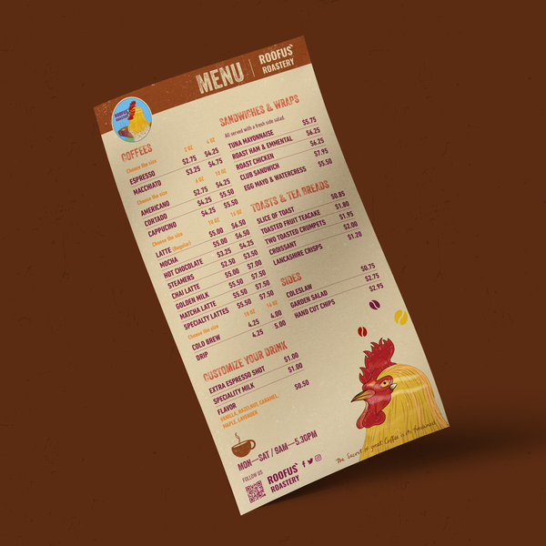 Design by Nabeel titled "Menu design for unique coffee trailer"