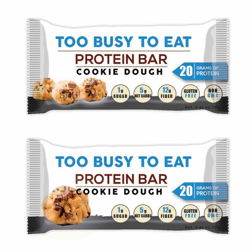 Design a unique protein bar wrapper for Too Busy To Eat Design réalisé par bow wow wow