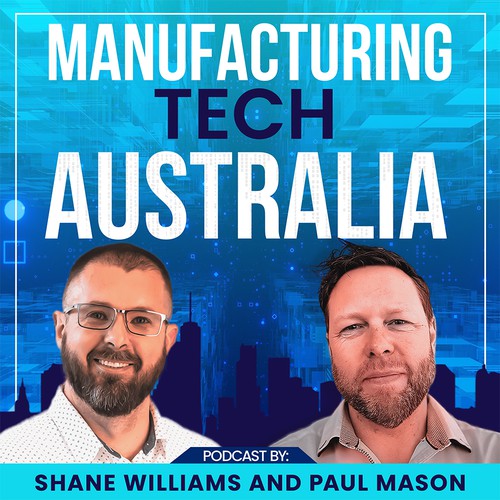 Artwork for podcast about technology in manufacturing Design by Goobleense