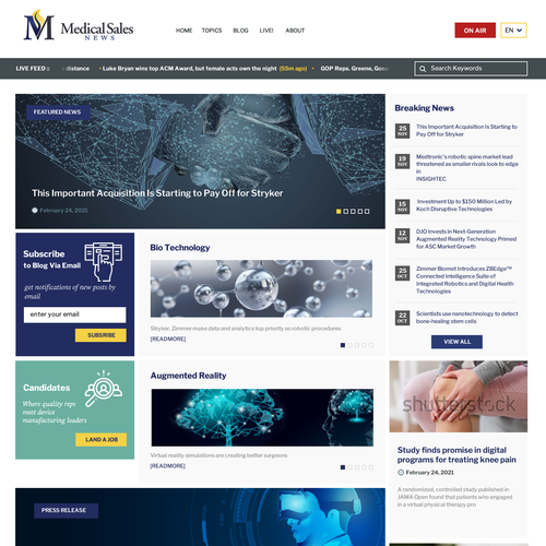 Web design for- Medical Sales Job Board, Resource Center, and Live Podcast Design por Technology Wisdom