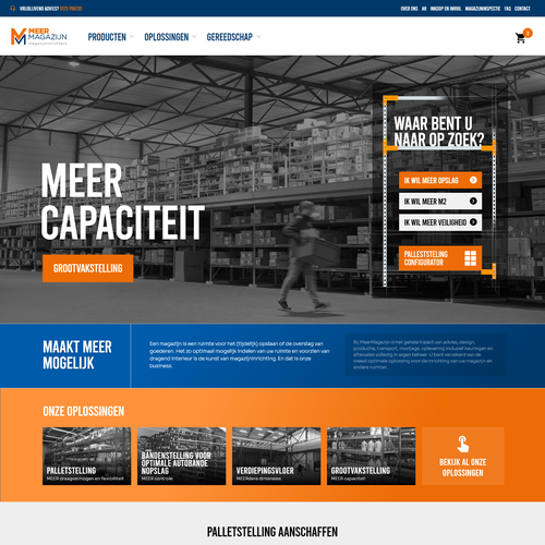 Creative website templates for a leading pallet racks company_ Meermagazijn Design by ChickenDinner