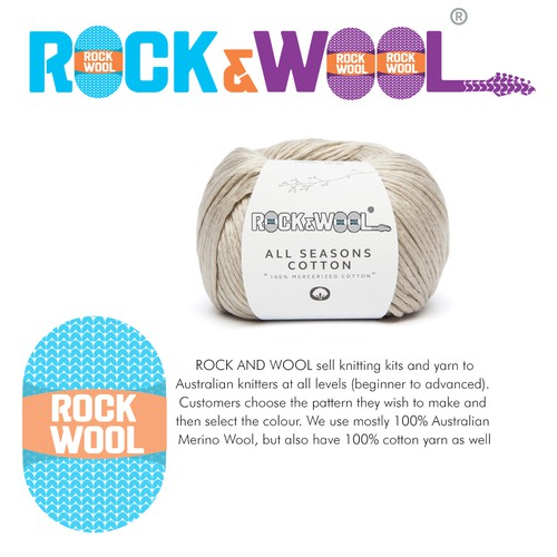 Design a "rock 'n' roll" inspired logo for "Rock and Wool" knit kit company! Design by ROMOOZE