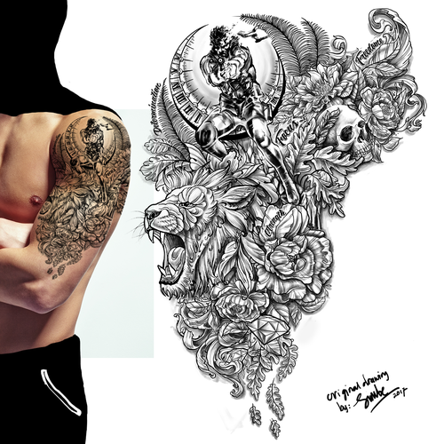 Upper Arm Half Sleeve Tattoo Concursos De Tatuaje 99designs