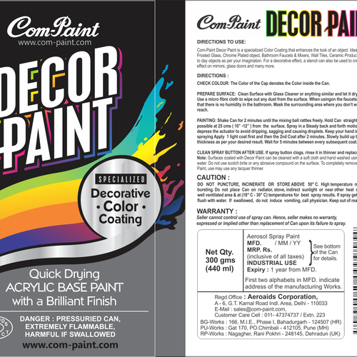 Product Label Design for AEROSOL SPRAY PAINT CAN Design by Exocast33