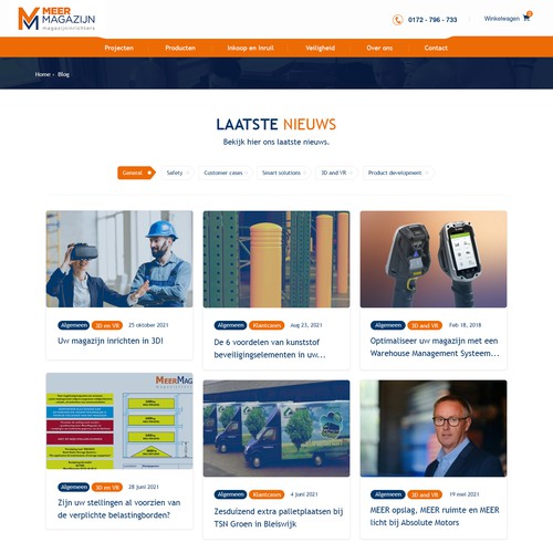 Creative website templates for a leading pallet racks company_ Meermagazijn Design by Adventix