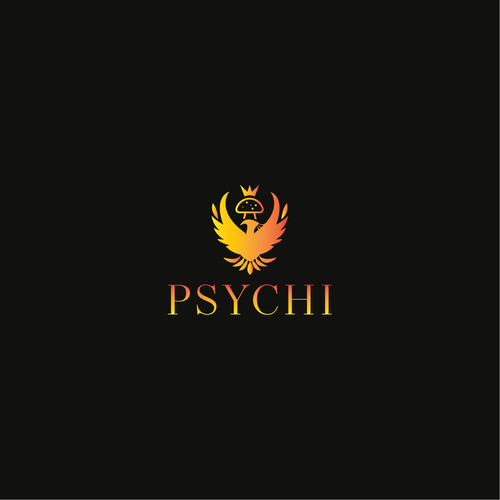 Psychi - a golden Phoenix and wild psilocybin mushrooms Design by red lapis