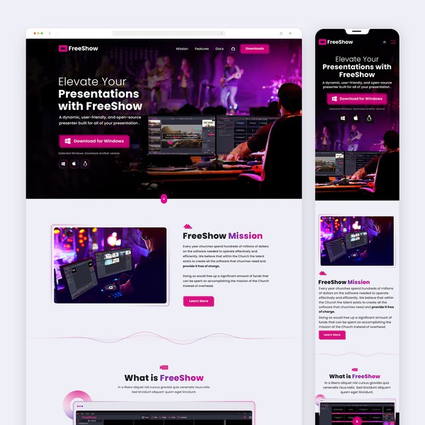 Design by the.a.biswas titled "One Page Website Design for Presentor Application for Church"