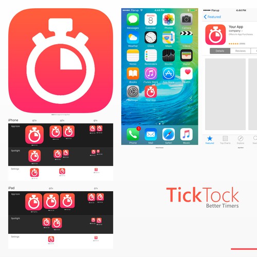Create an iOS app icon for a Timer app | Icon or button contest