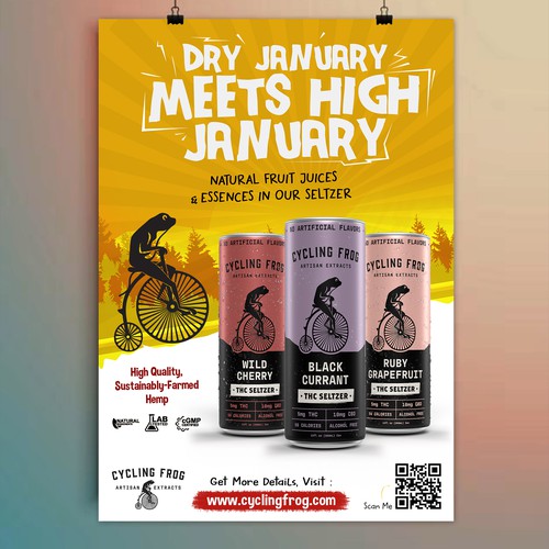 Create a 'Dry January meets High January' poster.  Have Fun, Be Creative, Open to all suggestions. Design by 123Graphics