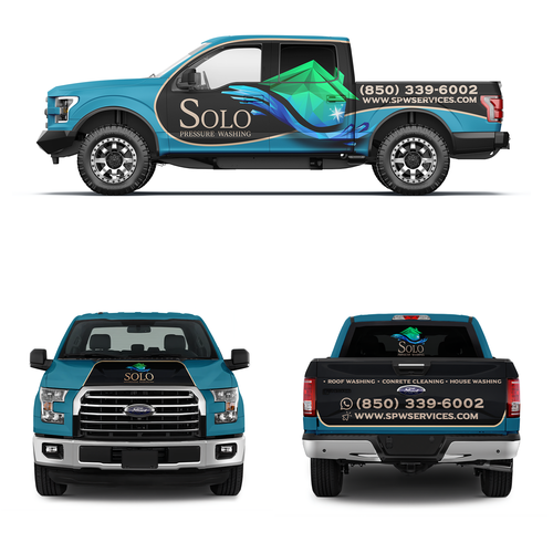 Bold eye-catching pressure washing design. Design by uwraps