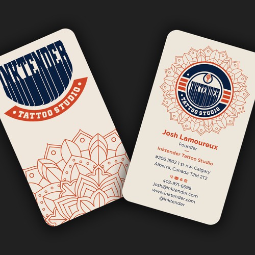 I need a strong business card design for my custom tattoo studio Inktender-ontwerp door Allin1 design