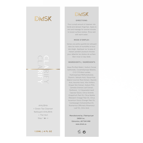 Luxury, high-end product box design for facial cleanser. Design by Santiago Trabucco