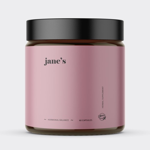Minimal supplement label design Design by Lady Goga